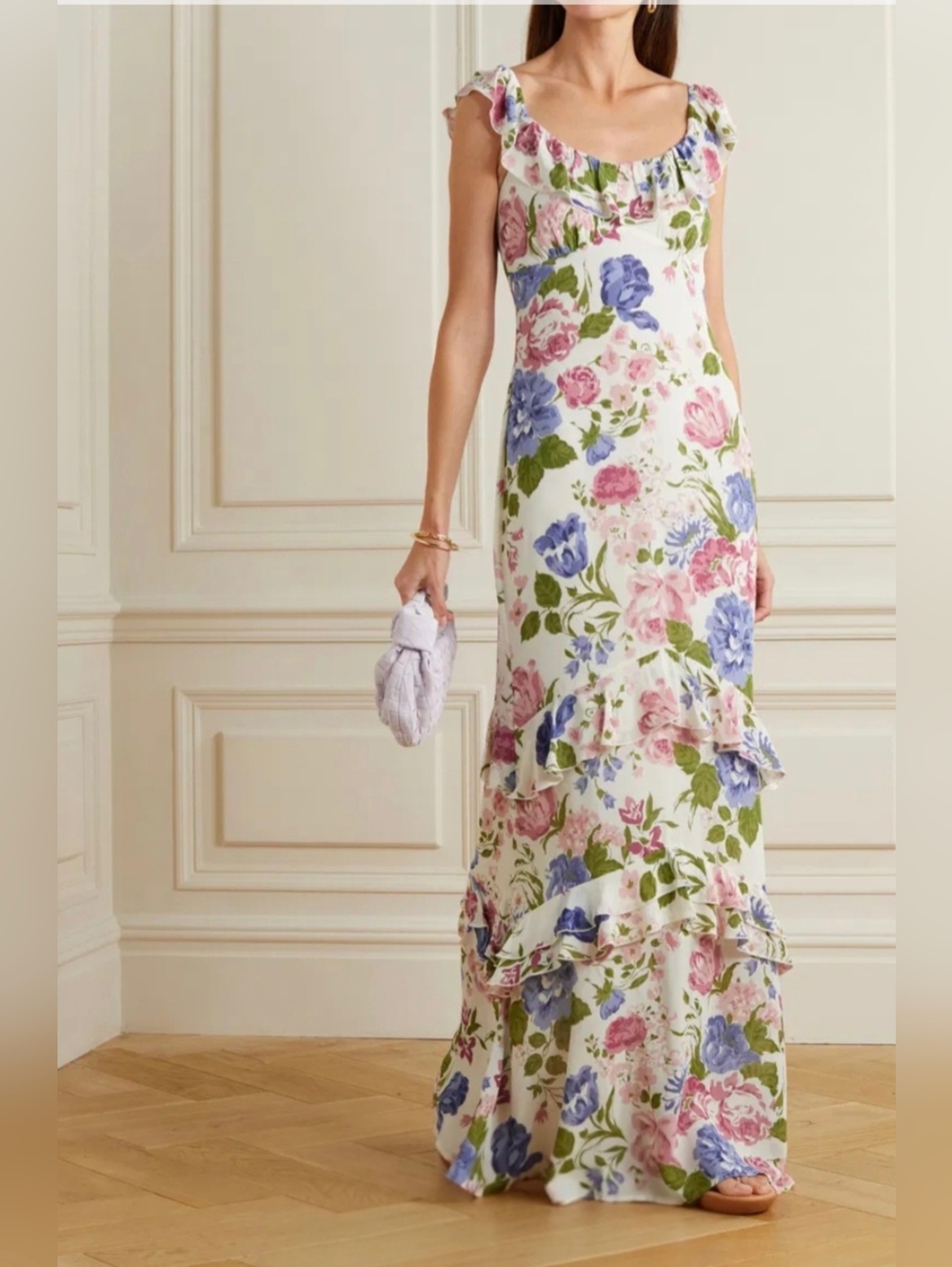 Reformation Tripoli Ruffled Floral-Print Georgette Maxi Dress. 10 Cottagecore